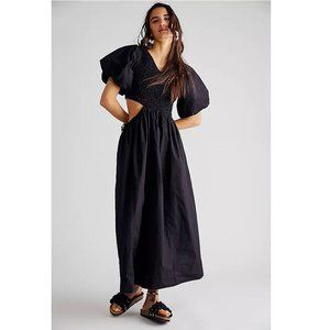 Free People Kalina Midi Dress Endless Summer Black Smocked Effortless XS